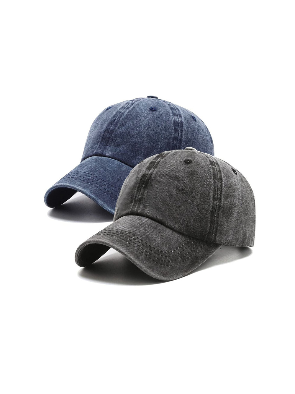 2 Packs Vintage Washed Distressed Baseball Cap Dad Hat | Black, Blue | Size OS